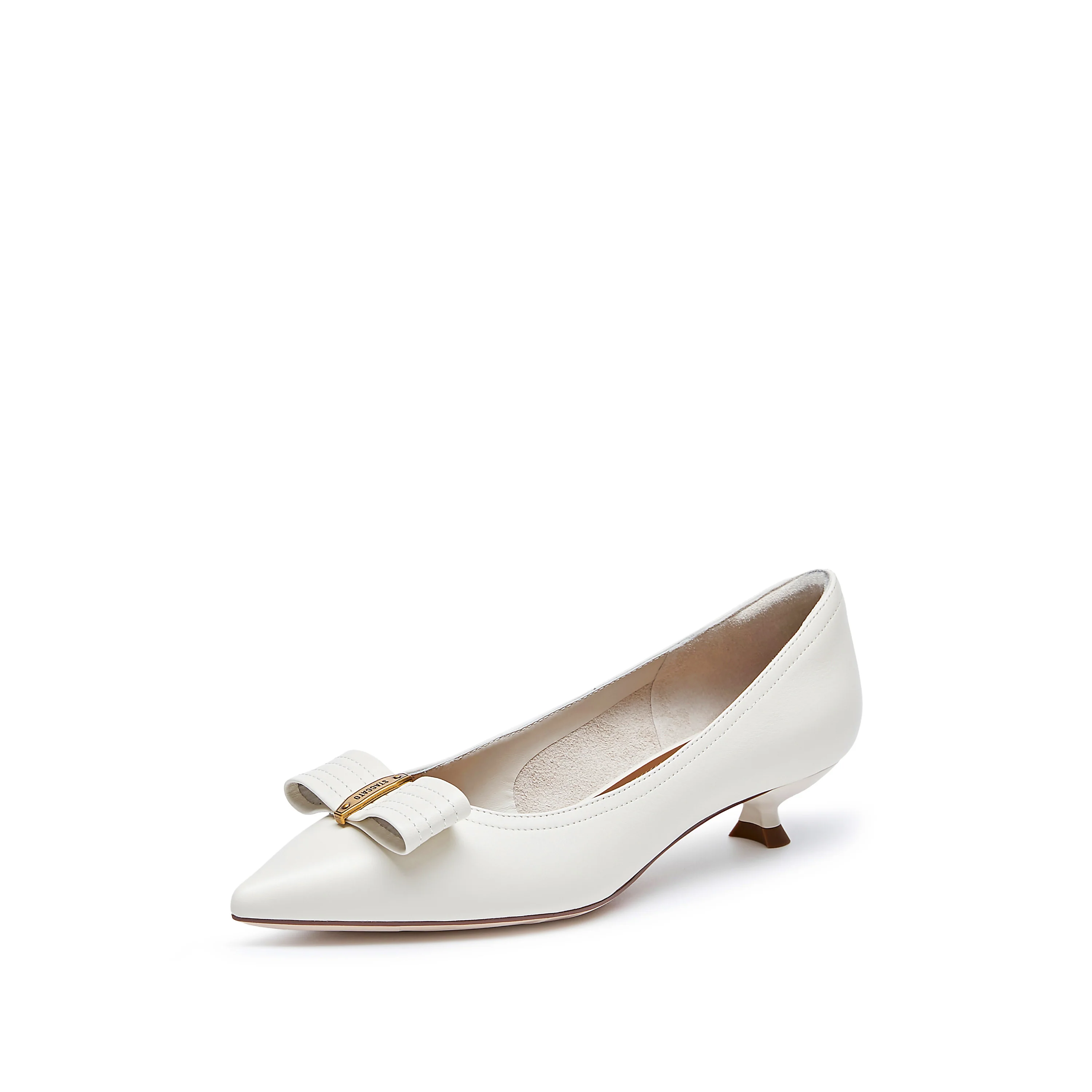Court Shoes - Pointed Closed Toe Bow Kitten Heeled Pumps 9ER76 - Image 6